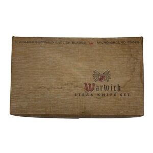 Warwick Steak Knives Set Bakelite Handle Stainless Steel Vintage Lot of 6